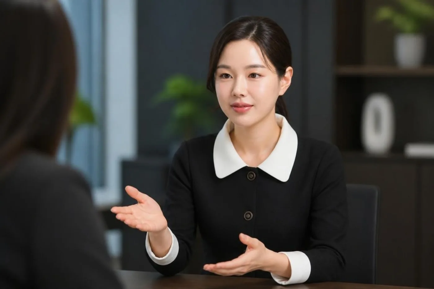 상담 장면을 연출한 민혜영 대표 세무사 사진